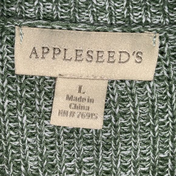 Cardigan Women’s L Heather Green Button Front Collared APPLESSEED'S Grannycore - Picture 3 of 10